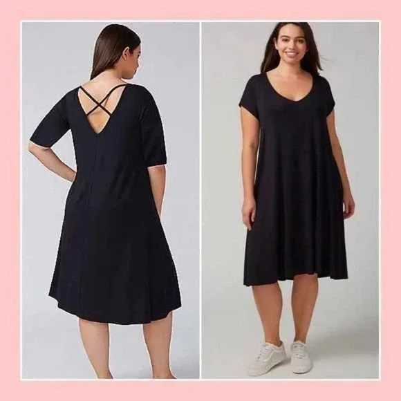 LANE BRYANT Black Strappy T-Shirt Midi Dress - NWT - Picture 1 of 11